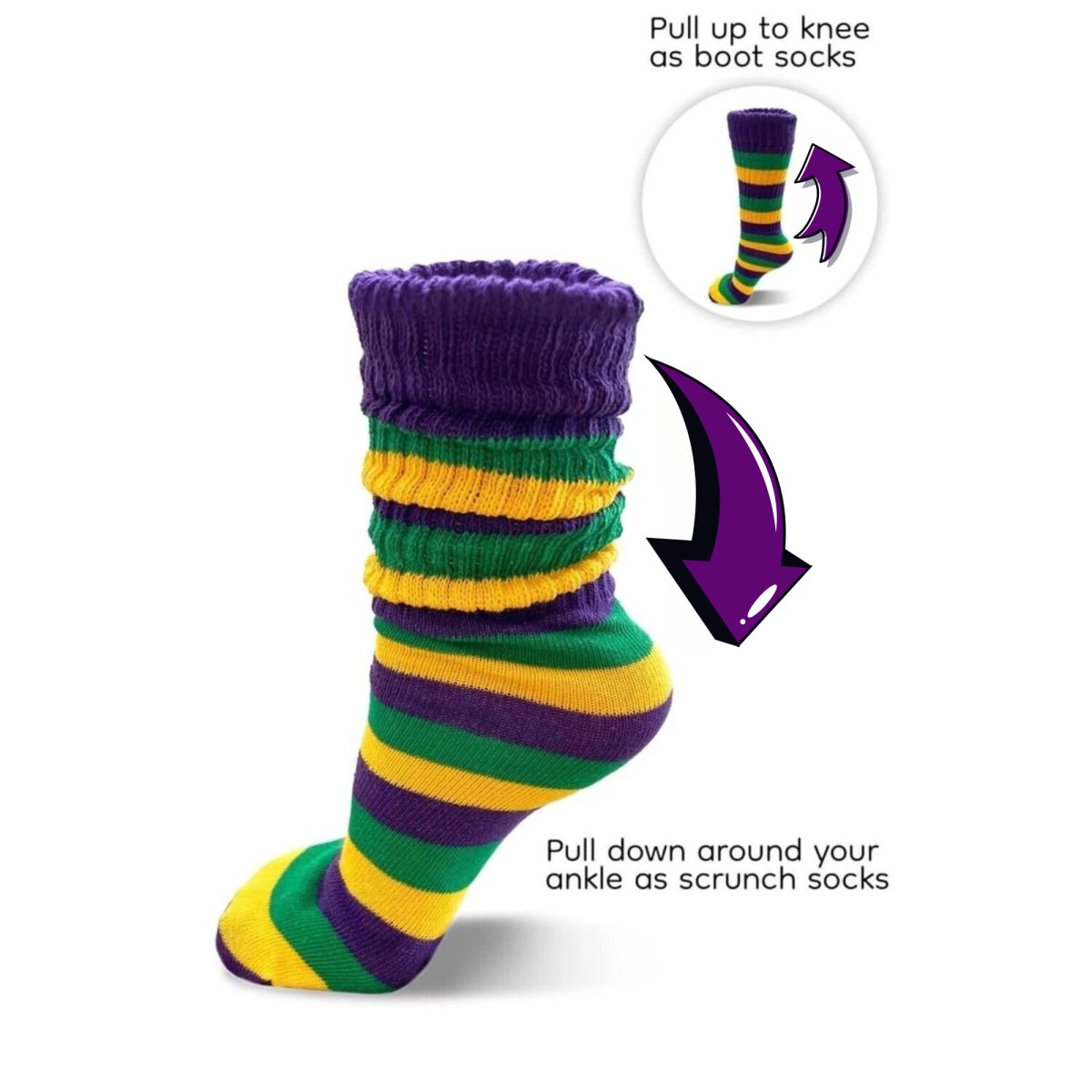 Mardi Gras Slouchy Socks
